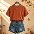 thumbnail image 4 of IWRICH Women's Maple Leaf Printed Short Sleeve T Shirts Casual Loose Fit Crew Neck Tops Fall Stylish Tees, 4 of 4