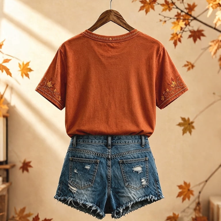 Glisme T Shirts For Women Short Sleeve Cartoon Pattern Blouses Crewneck ...