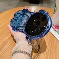 thumbnail image 2 of Astronaut Hidden Stand Phone Case for iPhone 13 Pro,Cute Astronaut Lens Camera Protector Kickstand Luxury Glitter Bling 6D Electroplated Clear Soft TPU Protector for Men Women Purple, 2 of 15