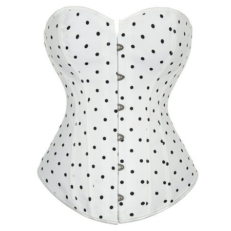 

CALAFEBILA 2023 Bustier Corset Top Women s Court Corset Polka Dot Print Tie Belly Breasted Lace Shapewear Bustier Tops For Women