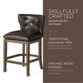 thumbnail image 3 of Maven Lane Hugo Counter Stool, Walnut Finish w/ Marksman Vegan Leather, Set of 3, 3 of 6