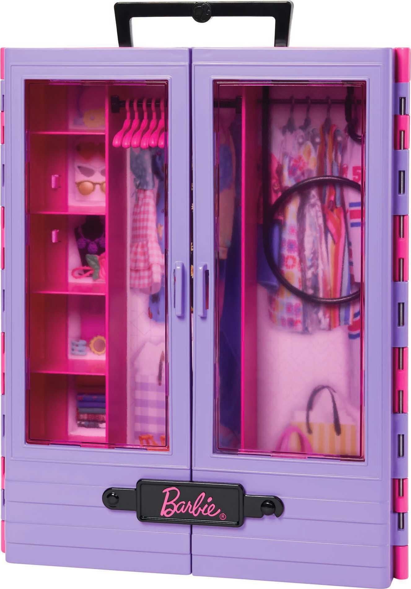 Barbie Closet, Kids Toys, Barbie Fashionistas Playset, 6 Hangers