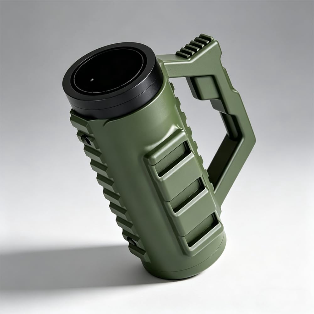 Tactical Assault Can Holder – 3D Printed Tactical Assault Cruise Cup, Double Tactical Reload Can Holder With Insulation Sleeve, For Party, Camping & Outdoor Use (Green, 16oz)