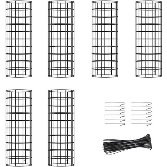 QISHENSHUI All-in-One Metal Tree Trunk Protector Guard with Zip Ties and Metal Stakes – Superior Plant Protection for Outdoor Trees Shrubs, 6Pcs