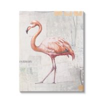 Stupell Industries Modern Flamingo Collage Animals & Insects Painting Gallery Wrapped Canvas Art Print Wall Art, 30 x 40