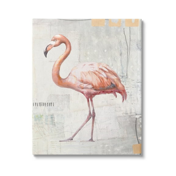 Stupell Industries Modern Flamingo Collage Animals & Insects Painting Gallery Wrapped Canvas Art Print Wall Art, 30 x 40
