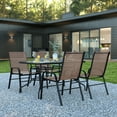 thumbnail image 3 of Flash Furniture Brazos Series 5-Piece Outdoor Rippled Glass Patio Table Set with 4 Chairs, Brown, 3 of 12