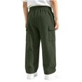 thumbnail image 7 of Spazoro Boys Corduroy Cargo Pants with Multi‑Pockets, Elastic Waist Loose Fit Straight Leg Solid Color Drawstring Casual Trousers for Daily Street Army Green Size 7-8, 7 of 7