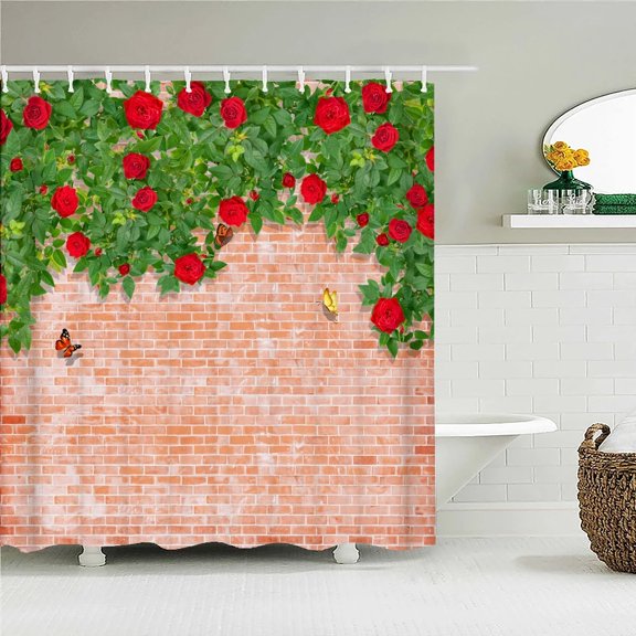Waterproof Flowers Grass Plant Rock Wall Shower Curtain For Bathroom Bath Curtains Extra Long 180*200 CM 3d Shower Curtain