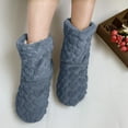 thumbnail image 2 of Rokment Womens Slippers Socks Boots Velvet Indoor Winter Soft Warm Cozy Fuzzy Lined Mid Calf Booties Slippers Dark Gray Size 7, 2 of 7