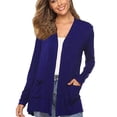 thumbnail image 2 of Top informal holgado con bolsillo frontal abierto y manga larga para mujer en color azul real, 2 of 6