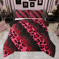 Manfei Leopard Cheetah Print 2pcs Bedding Comforter Set for Teens Girls Boys,Bling Pink Glitter Twin Comforter Sets,Gradient Ombre Breathable Bedding Set,Ultra Soft Home Decor,Reversible