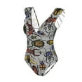 thumbnail image 4 of Yiaed Bright Insects Print Women's Ruffled One Piece Swimsuit V Neck Swimwear Slimming Monokini for Woman-Large, 4 of 8