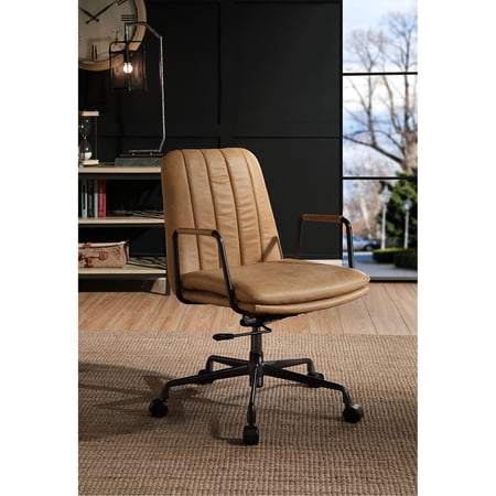 Upholstered in Brown PU - 360 Degree Movement & Personalized Height - Office Space - Durable & Comfortable Chair
