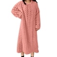 thumbnail image 2 of Ohufall Pajamas Dress for Women Warm Winter Fleece Bathrobe Nightgown Loungewear Crew Neck Long Sleep Robe, 2 of 9