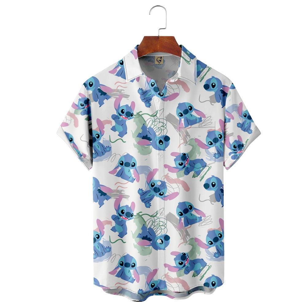 Disney Lilo & Stitch Shirt Short Sleeve Hawaiian Shirt Button Down ...