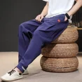 thumbnail image 2 of Pantalones ajustados de otoño e invierno para hombre, pantalones deportivos lisos, ajustados, recortados, pantalones deportivos para hombre, mallas, estéticas, sexys, sexys, sueltos, 2 of 5