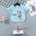 thumbnail image 2 of Xudanell Baby Girl Outfits Toddler Girl Summer Beach Clothes Set Graphic Short Sleevetop And Matching Shorts Trendy Light Blue 3-4 Years, 2 of 4