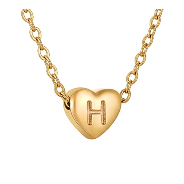 26 iniciales en forma de corazón collar alfabeto para las mujeres Collares de acero inoxidable para las mujeres A Z 26 iniciales alfabeto collares de oro para las mujeres niñas