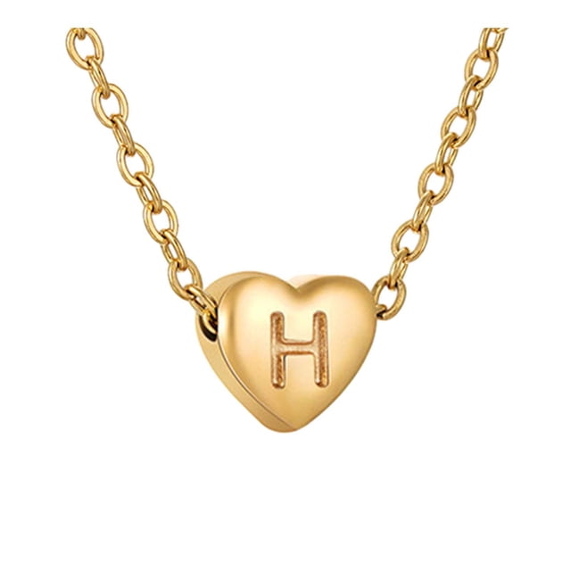 SIfdSeng 26 Collier Alphabet en Forme de Cœur Initiale pour Femmes Colliers en Acier Inoxydable pour Femmes A Z 26 Alphabet Initiale Colliers en Or pour Femmes Filles