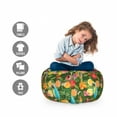 thumbnail image 2 of Tropical Storage Toy Bag Chair, Watercolor Exotic Parrots Juicy Pomegranate Lemons Orange Flowers and Palm Leaves, Stuffed Animal Organizer Washable Bag, Large Size, Multicolor, by Ambesonne, 2 of 3