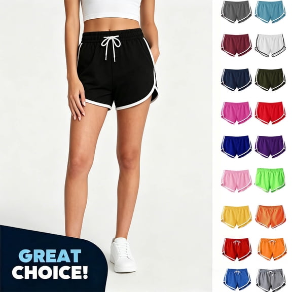 Coorders Women’s Athletic Shorts, Womens Running Workout Lounge Active Dolphin Shorts, Women's Plus Yellow,Size S-3XL