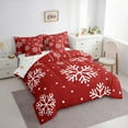 thumbnail image 3 of Manfei Winter Snowflake Print Bedding Comforter Set 7 Pieces for Kids, Western Vintage Festival Full Bedding Set, Happy Christmas Reversible Fitted Sheet Flat Sheet, Ultra Soft Home Decor, 3 of 7