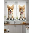 thumbnail image 2 of Brown White Puppy Curtains 45 Inch Length, Sheer Curtains for Bedroom Living Room Window Watercolor Smile Dog Modern Rod Pocket Voile Drapes Kitchen Curtains Small Half Window 52"x45" 2 Panels, 2 of 7