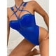 thumbnail image 2 of Mujeres malla Lencería Backless Slim Fit correa de hombro ajustable cintura alta Color puro Lencería de una pieza, 2 of 8