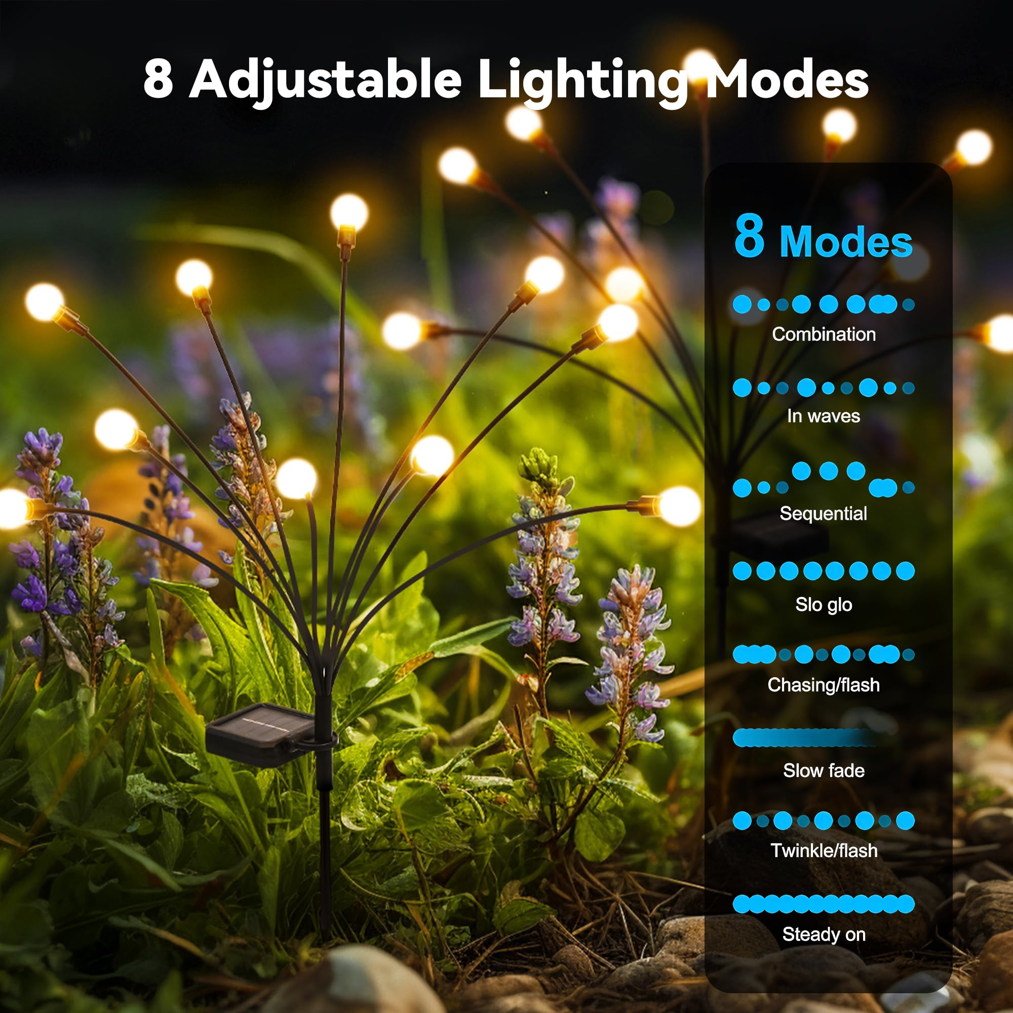 DAYBETTER Outdoor Solar Lights for Garden Decor,6 Pack/8 Modes LED Firefly Landscape Lighting