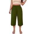 thumbnail image 6 of Maean Womens Plus Size Pants Elastic High Waist Wide Leg Baggy Solid Color Lounge Capri Pant L-5XL, 6 of 7