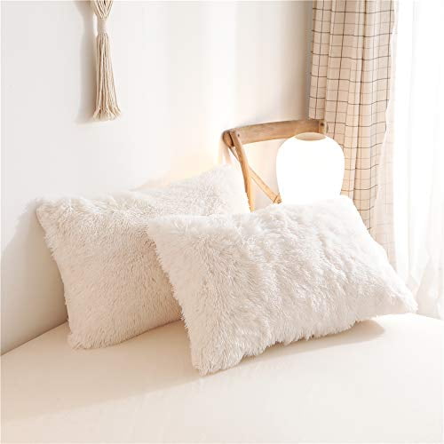 HAIHUA Faux Fur Throw Pillow Covers, Fluffy Soft Fuzzy Decorative