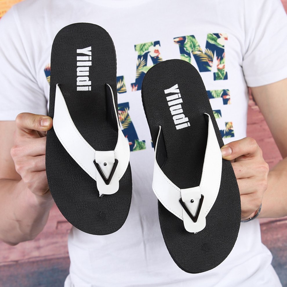 Black Friday Deals Men's Leather Anti-skid Flip Flops Summer Fashion Leather Slippers Beach 