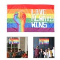 thumbnail image 2 of Fist Pattern Rainbow Color Flag Fist Pattern Love Always Win Rainbow Color Fade Resistant Flag, 2 of 5
