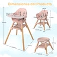 thumbnail image 3 of Costway Trona Convertible 6 en 1 para Bebés Silla Alta de Comer Infantil con Bandeja Desmontable Arnés Cojín PU para Niños de 6-36 Meses Rosa, 3 of 10