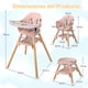 thumbnail image 3 of Costway Trona Convertible 6 en 1 para Bebés Silla Alta de Comer Infantil con Bandeja Desmontable Arnés Cojín PU para Niños de 6-36 Meses Rosa, 3 of 10
