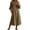 Brown, variant on Summer Women's 3/4 Sleeve Maxi A-Line Dress Washed Crinkle Ruffle Collar A Line Mid Loose