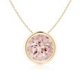 thumbnail image 1 of Angara Collier en Morganite Naturelle - Pendentif Solitaire Rond avec Lunette de 1,65 ct en Or Jaune 14K pour Femmes, 1 of 8