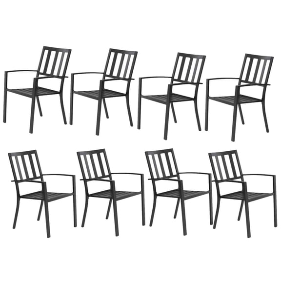 Sophia & William Outdoor Patio Metal Dining Chairs Iron Stackabe Chair with Armrest Set of 8, Black