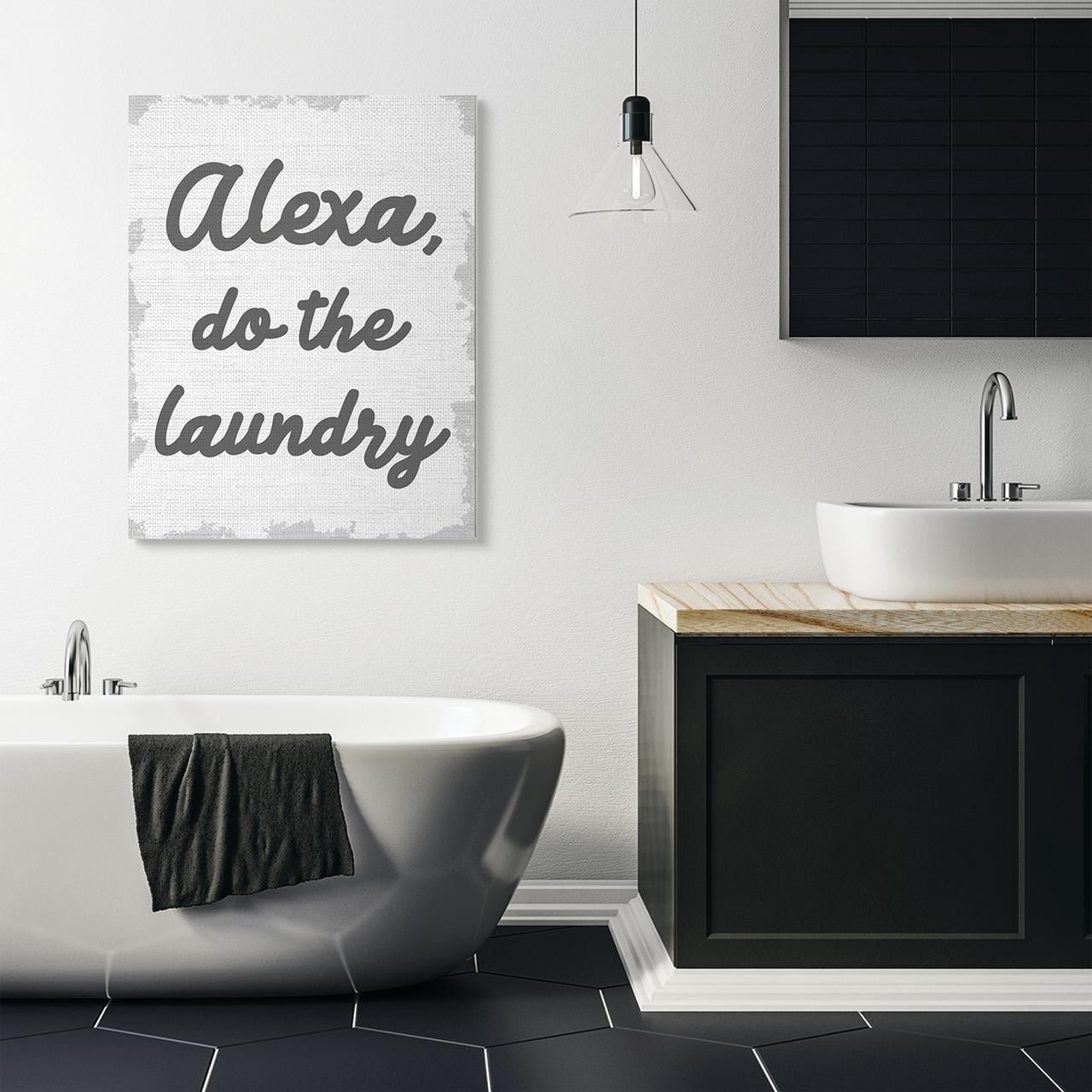Stupell Industries Alexa Do The Laundry Funny Bathroom Gray Word Design Canvas Wall Art by Daphne Polselli