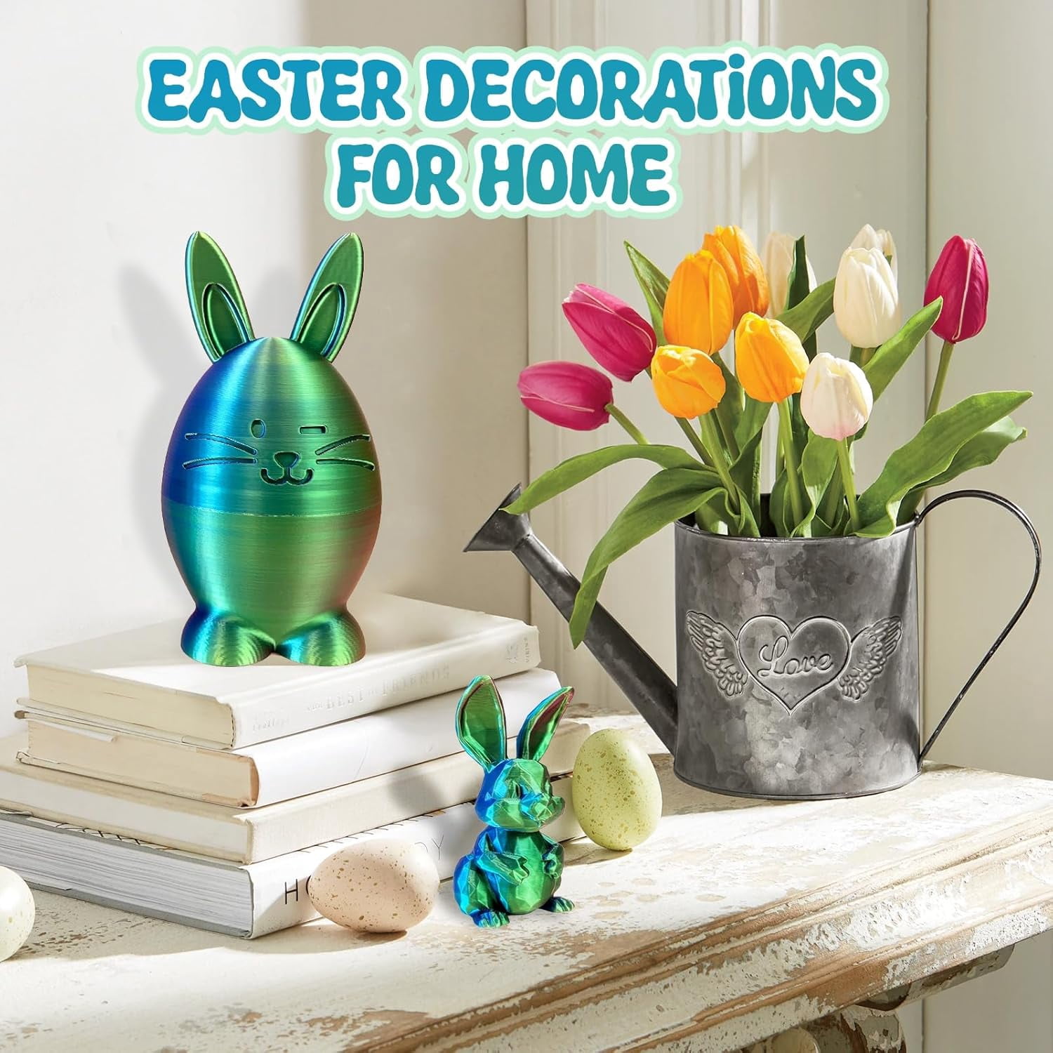 Vggrvlo 3D Printed Animals with Toys Inside Easter Eggs Decorations 3D Printing Toys for Easter Ornament for Ki-ds Ages 2 and Up