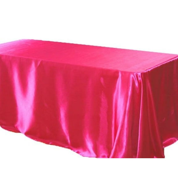 10 pack 90x132" Rectangular Satin Tablecloth Wedding Party Catering", (Color: Fuchsia)