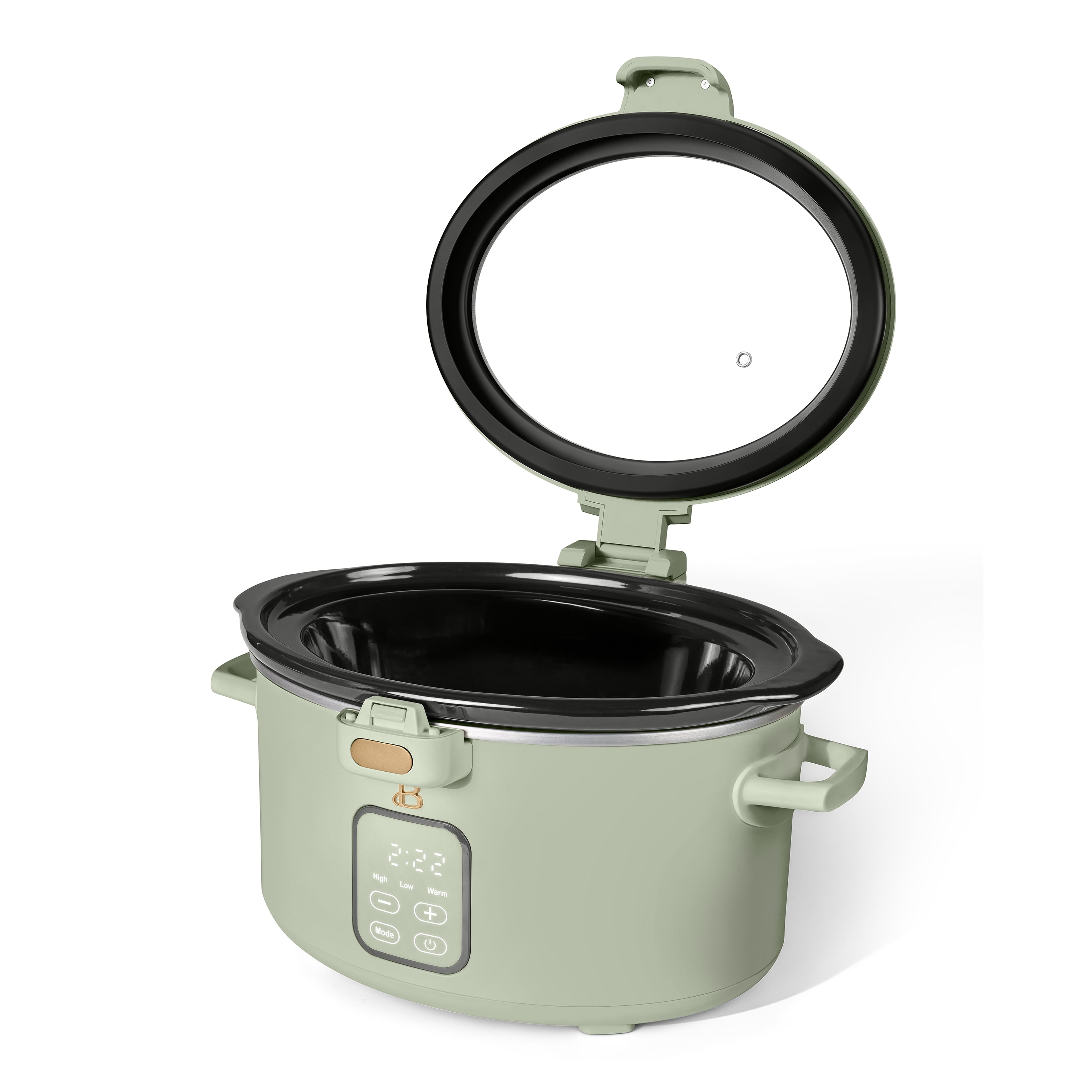 Beautiful 4 Qt Digital Slow Cooker with Hinged Locking Lid, Sage Green by Drew Barrymore