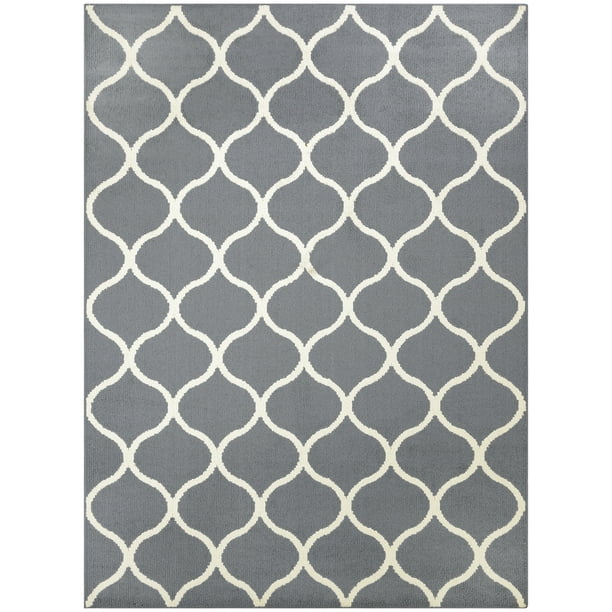 Mainstays Sheridan Fret Transitional Area Rug Gray 5 X7 Walmart Com Walmart Com