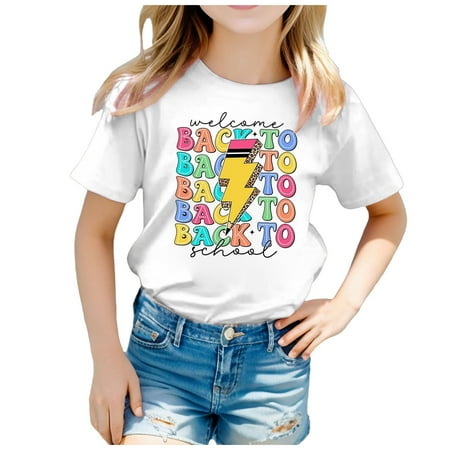 

Icvfdpl Child Shirts Graphic Print Round Neck Short Sleeve Summer Tops For Holiday Travel T Shirt