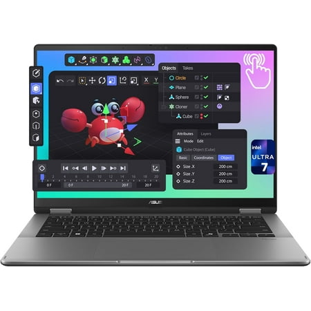 ASUS Vivobook Flip Copilot+ Laptop, Intel Ultra 7-256V, 16 GB LPDDR5x RAM, 1 TB PCIe SSD, 14" WUXGA (1920 x 1200) OLED Touchscreen, Intel Arc Graphics, Backlit Chiclet Keyboard, W11 Home, Matte Gray