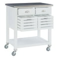 thumbnail image 6 of Linon Kerr 2-Drawer 2-Tier Mobile Serving Cart with Stainless Steel Top, 22" Length, White, 6 of 20