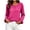 Hot Pink, variant on Asxite Women Fall Winter Tops Round Neck Long Sleeve Ruffle Hem Solid Pullover Shirts