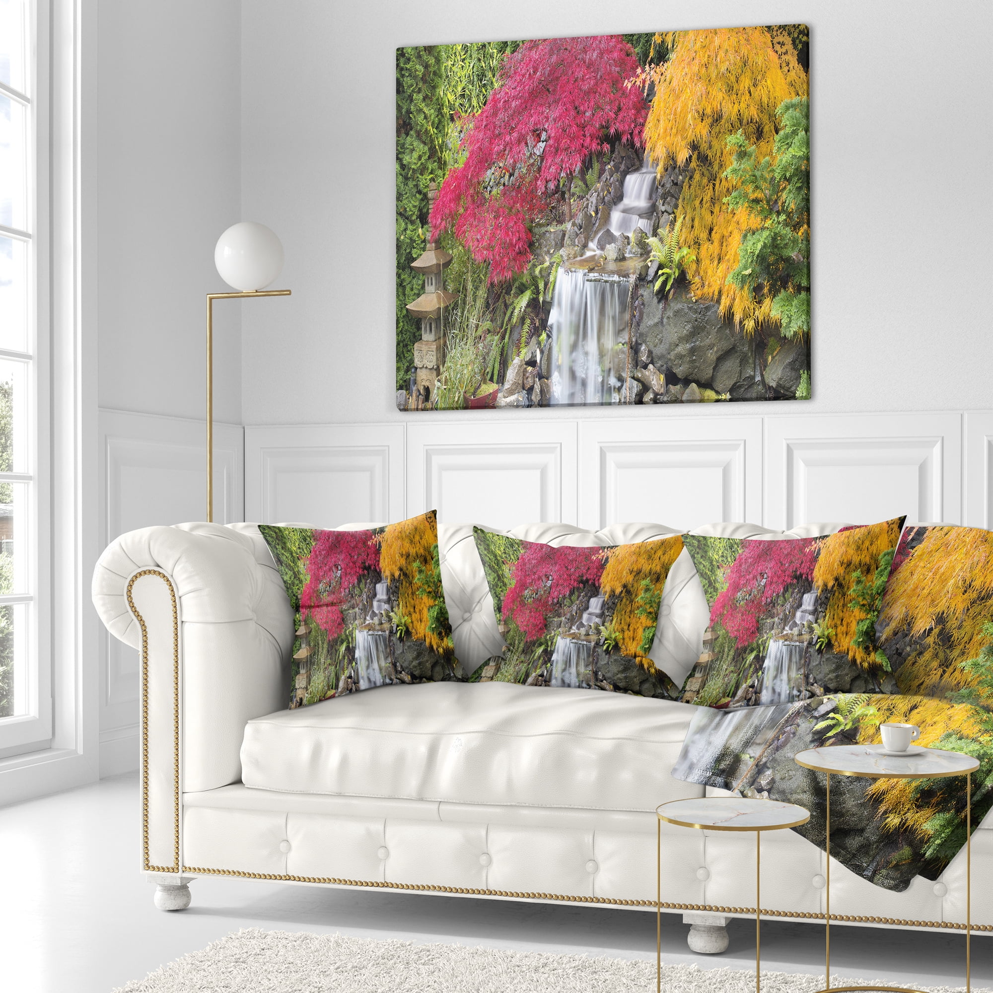 Designart Japanese Maple Trees - Floral Throw Pillow - 18x18