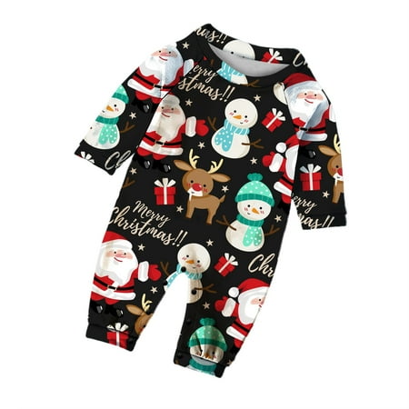 

NEGJ Parent Child Baby Outfit Parent Child Warm Christmas Set Plaid Printed Home Wear Pajamas Baby Jumpsuit Romper